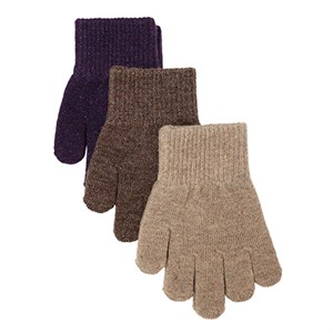 Mikk-Line - Magic Gloves Med Glitter 3 Pack, Nightshade/Chocolate Chip/Doeskin